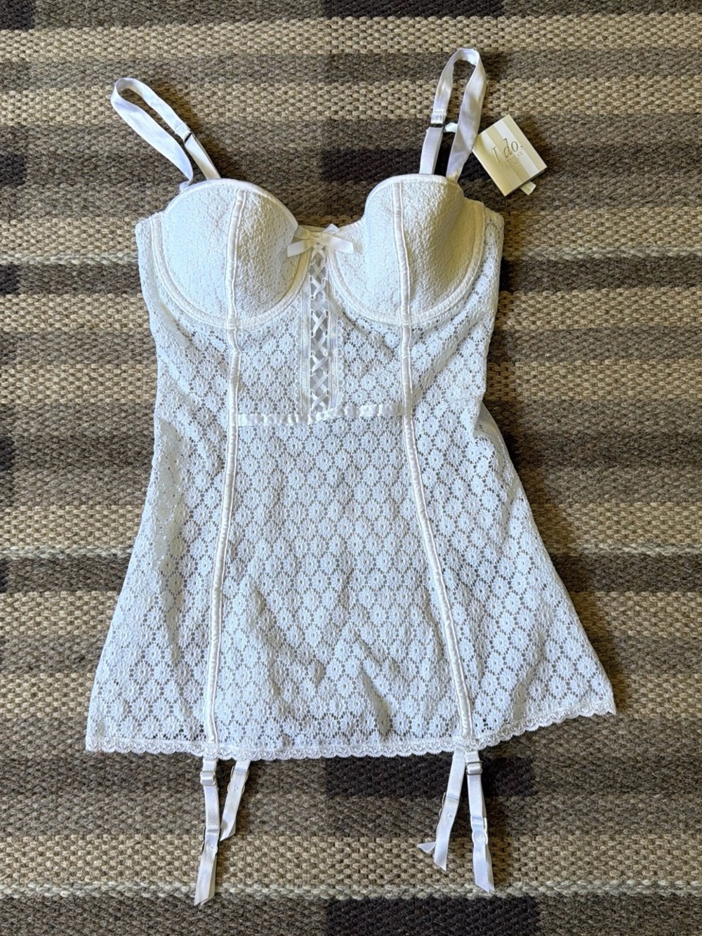 Victoria's Secret White Lace Chemise with Garter Straps